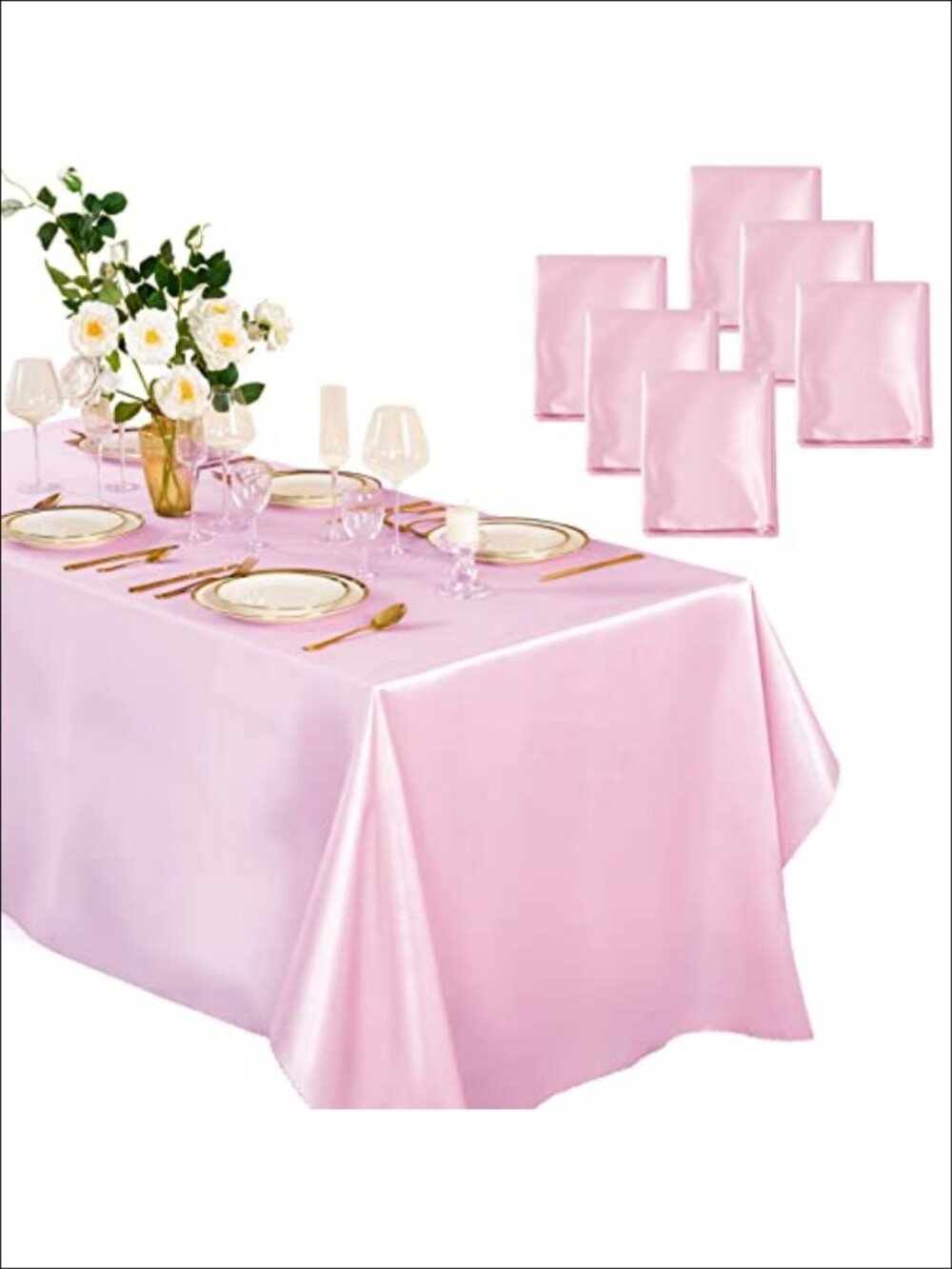 Satin Tablecloth 60x102 Inch Rectangle 6 Pack Elegant Wedding Banquet